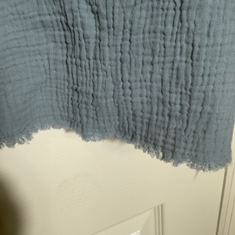 Belle by Kim Gravel Women's Top Blue Cotton Gauze Button Down Raw Hem – Size 2X‎ - Picture 6 of 9